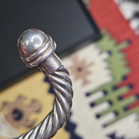 Mens (Heavy) Vintage .925 Solid Silver Twisted Nordic Cuff - Picture 3 of 3